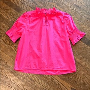 J. Crew Vibrant Pink Ruffle Blouse